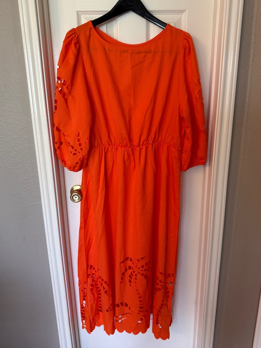 SHEIN Orange Maxi Dress with Eyelet Cutouts